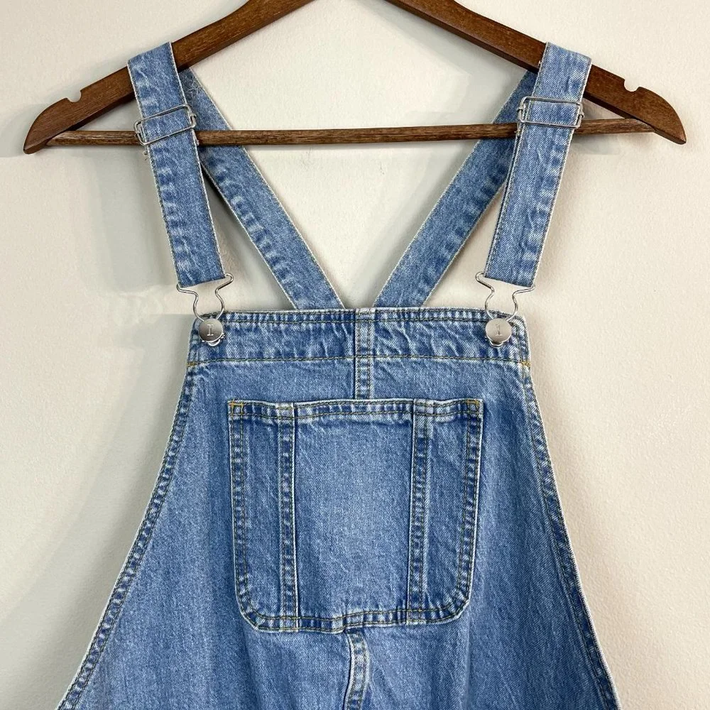 Blue Denim Short Overalls - Women's Casual Bib Shorts
